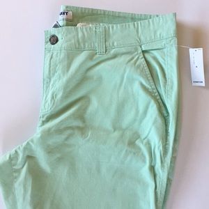 Mint green rolled crop pant